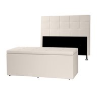Kit Cabeceira e Calçadeira Baú King 1,95m Roma Corano Bege - Pallazio