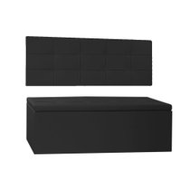 Kit Painel e Calçadeira Baú Queen 1,60m Roma Corano Preto - Pallazio