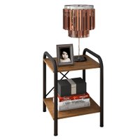 Mesa de Cabeceira com 02 Prateleiras Prisma Preto/Demolição - Pallazio