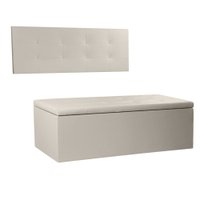 Kit Painel e Calçadeira Baú Solteiro 0,90m Berlim Corano Bege - Pallazio