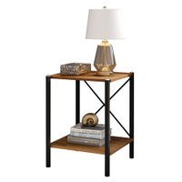 Mesa de Cabeceira com 02 Prateleiras Prisma Light Preto/Demolição - Pallazio
