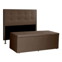 Kit Cabeceira e Calçadeira Baú Queen 1,60m Berlim Suede Marrom - Pallazio
