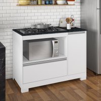 Balcão Modulado Para Forno e Cooktop 110cm 1 Porta 1 Gaveta Moscou Notável Branco/Granito