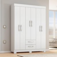 Guarda-Roupa Casal 6 Portas 2 Gavetas Belize Notável Branco