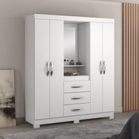Guarda-Roupa Casal com Espelho 4 Portas 3 Gavetas Paris Notável Branco