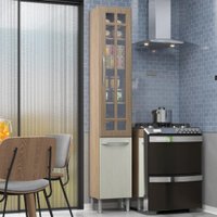 Paneleiro Simples Modulado Com Vidro Fidelitá Paris 35cm 2 Portas Nogal/Salinas