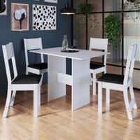 Conjunto Sala de Jantar Fidelitá Siena Com 4 Cadeiras Branco Assento