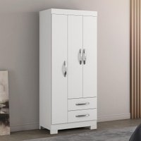 Guarda-Roupa Solteiro 3 Portas 2 Gavetas Viena Notável Branco