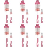 6 Kits de Escovas para Limpeza de Mamadeira e Bico Higienização Esponja Buba Rosa 