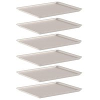 6 Bandejas Plásticas para Servir 27x22cm Restaurante Refeitório Fast Food Bege Ou
