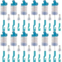 12 Kits Escovas para Limpeza de Mamadeira e Bico Esponja Higienização Buba Azul
