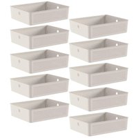 10 Caixas Organizadoras Multiuso Flow Bege 8,2L Ou Cestos Plásticos Closet Lavanderia