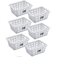 6 Cestos Plásticos Servir Batata Frita 18x14cm Pastéis Queijo Porções Coza com Alças Branco
