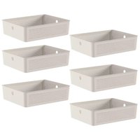Conjunto 6 Cestos Organizadores 8,2L Flow Bege 34x27x9cm Lavanderia Banheiro Closet