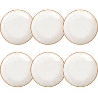 Conjunto 6 Pratos Rústicos Tramontina Rasos 28cm Porcelana Marrom Decorado