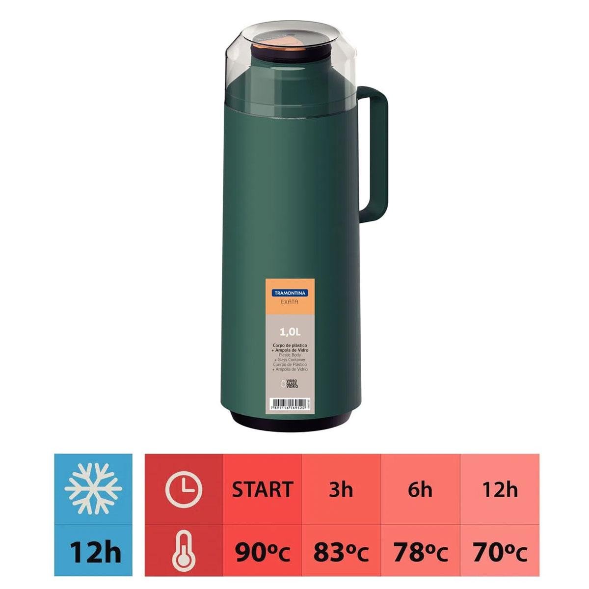 Garrafa Termica Bule Cafe Ampola 1l Exata Tramontina Preta | Casas Bahia