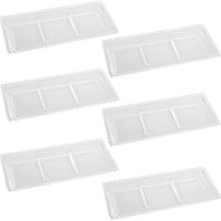 Kit 6 Petisqueiras Cristal Wolff Pearl 3 Divisórias 30x13cm Incolor Petisco Relevo Mesa Posta