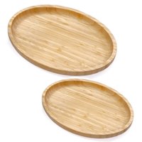 Kit 2 Bandejas de Bambu 23cm e 28cm Servir Decorar Petisqueira Travessa Oval Plasvale