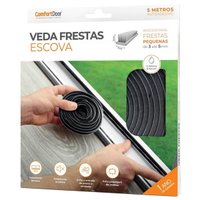 Veda Frestas Escova Fita Adesiva Portas e Janelas 5 Metros 7mm x 5mm ¿Comfort Door Preto