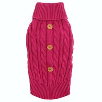 Suéter de Tricô com Trança e Botões Rosa Rubi Unissex Tam M