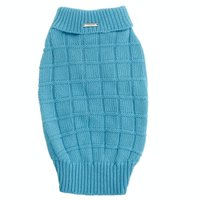 Suéter de Tricô Gola V Transpassada e Mangas Longas Azul Tam P