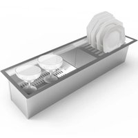 Calha Úmida Embutida Sobreposta Pia de Cozinha em Inox Escorredor de Louça 75cm Saro