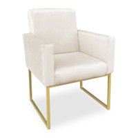 Poltrona Clarice Veludo Bege Base Metálica Industrial Dourado - Pallazio
