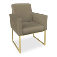 Poltrona Clarice Veludo Capuccino Base Metálica Industrial Dourado - Pallazio