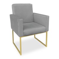 Poltrona Clarice Veludo Grafite Base Metálica Industrial Dourado - Pallazio