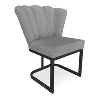 Poltrona Flor Veludo Grafite Base Metálica Industrial Preto - Pallazio