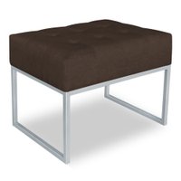 Puff Lisa Suede Marrom Base Metálica Industrial Prata - Pallazio