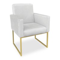 Poltrona Clarice Veludo Cinza Base Metálica Industrial Dourado - Pallazio