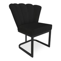 Poltrona Flor Veludo Preto Base Metálica Industrial Preto - Pallazio