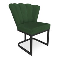 Poltrona Flor Veludo Verde Base Metálica Industrial Preto - Pallazio