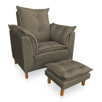 Poltrona de Amamentação com Puff Laura Suede Cappuccino - Pallazio