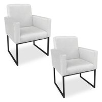 Kit 02 Poltronas Clarice Veludo Cinza Base Metálica Industrial Preto - Pallazio
