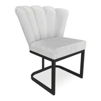 Poltrona Flor Veludo Cinza Base Metálica Industrial Preto - Pallazio