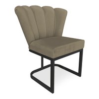 Poltrona Flor Veludo Capuccino Base Metálica Industrial Preto - Pallazio