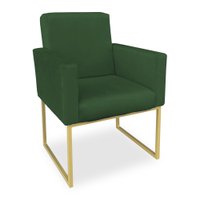 Poltrona Clarice Veludo Verde Base Metálica Industrial Dourado - Pallazio
