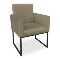 Poltrona Clarice Veludo Capuccino Base Metálica Industrial Preto - Pallazio