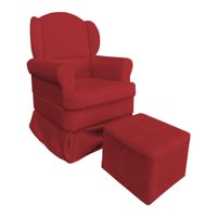 Poltrona de Amamentação com Puff Serena Suede Vermelho - Pallazio