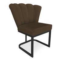 Poltrona Flor Veludo Marrom Base Metálica Industrial Preto - Pallazio