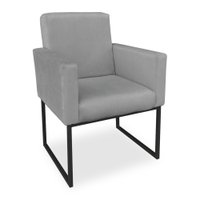 Poltrona Clarice Veludo Grafite Base Metálica Industrial Preto - Pallazio