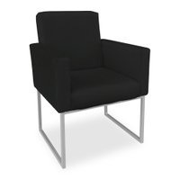 Poltrona Clarice Veludo Preto Base Metálica Industrial Prata - Pallazio