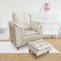 Poltrona de Amamentação com Puff Laura Suede Bege - Pallazio