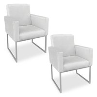 Kit 02 Poltronas Clarice Veludo Cinza Base Metálica Industrial Prata - Pallazio