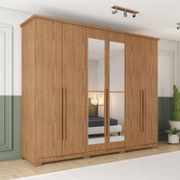 Guarda-Roupa Casal Leblon 6 Portas 6 Gavetas com Espelho Jequitibá Brilho - Henn
