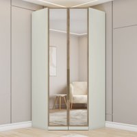 Guarrda-Roupa Solteiro Modulado Seletto 2 Portas com Espelho Areia/Jequitibá - Henn