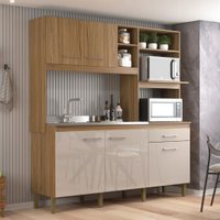 Cozinha Compacta 5 Portas 1 Gaveta Ipê/Cristalo - Decibal
