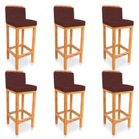 Kit 06 Banquetas Alta Rubi Veludo Marsala Base Fixa de Madeira - Pallazio